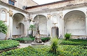 Ancient cemetery`s cloister, Saint Lawrence Charterhouse Monastery in Padula