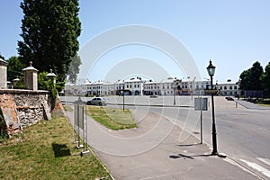 The ancient central square in the town of Zhovkva in Ukraine