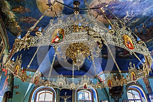 Ancient Chandelier Rectory Saint Michael VydubytskAncient Basilica Vydubytsky Monastery Kiev Ukraine