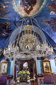 Ancient Chandelier Rectory Saint Michael VydubytskAncient Basilica Vydubytsky Monastery Kiev Ukraine photo