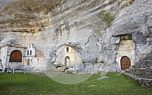 Ancient chapel in a cave. Ojos de Guarena. Burgos. Spain photo