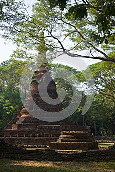 Ancient chedi of Buddhist temple Wat Nang Phaya in the historical park of Si Satchanalai. Thailand
