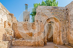 Ancient Chellah Necropolis ruins with mosque and mausoleum in Morocco`s capital Rabat, Morocco, North Africa