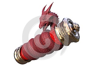 Ancient china dragon scroll with pergament 3D illustration