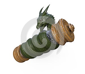 Ancient china dragon scroll with pergament 3D illustration photo
