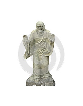 Ancient Chinese buddhist  sculture isolated on white backgrounds.