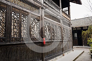 Ancient Chinese buildings with latticed windows