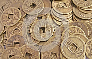 Ancient Chinese Coins in a Pile