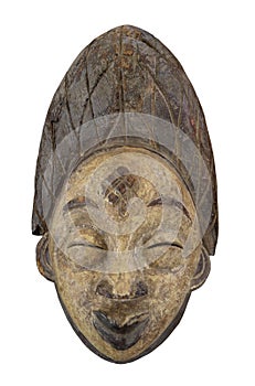 Ancient Chinese face relief isolated