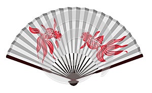 The Ancient Chinese Fan with Goldfish