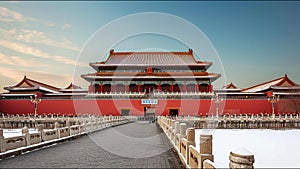 Ancient Chinese Forbidden City Fall Winter Time Historic Landmark