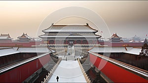 Ancient Chinese Forbidden City Fall Winter Time Historic Landmark