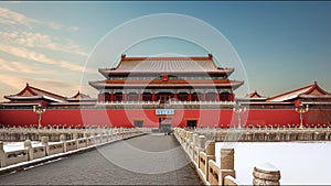 Ancient Chinese Forbidden City Fall Winter Time Historic Landmark
