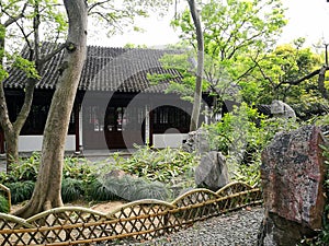 Ancient Chinese garden and house