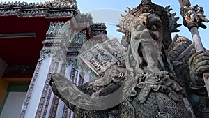 Ancient Chinese God Statue At Wat Pho, Bangkok, Thailand