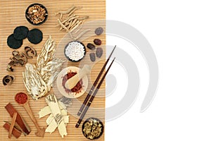 Ancient Chinese Herbal Medicine with Herbs and Spice