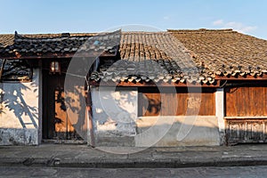 Ancient Chinese House with black tiles on roof