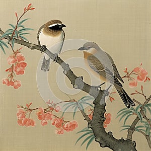 ancient Chinese meticulous painting of flowers and birds