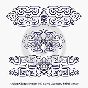 Ancient Chinese Pattern of Curve Geometry Spiral Border