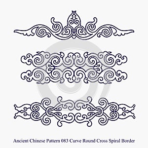 Ancient Chinese Pattern of Curve Round Cross Spiral Border