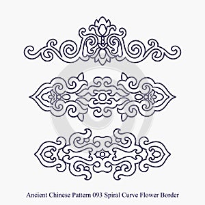 Ancient Chinese Pattern of Spiral Curve Flower Border