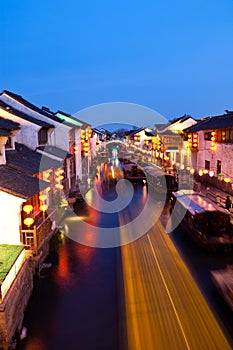Ancient Chinese town at night