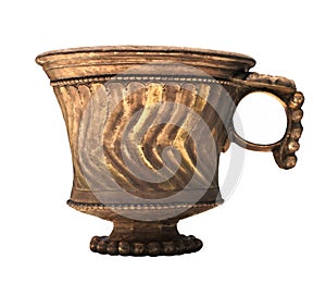 Ancient Chinese wine cup isolated.