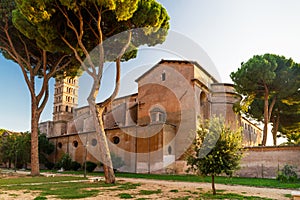 Ancient Christian church on the Aventine Hill in Rome photo