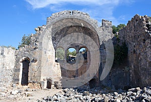 Ancient Church on Gemiler Island in Turkey