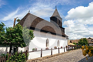 Ancient church in a historic village in Hungary