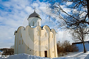 Ancient Church of Russia in fortress Staraya Ladoga.