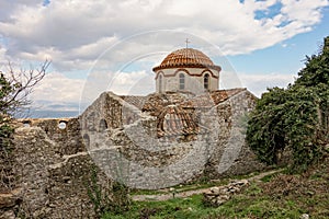 The ancient church of St. Nicholas in Architectonical site of Mystras, Greece