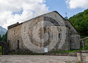 Ancient church in Vagli Sotto, in Garfagnana, Italy, here seen from the rear. Dedicated to St Augustine it dates back to