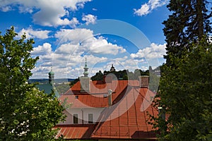 Starobylé město Banská Štiavnica, Slovensko, UNESCO. Střechy starého města