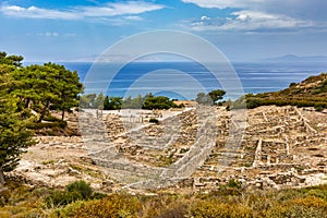 Ancient city of Kameiros on the Greek island of Rhodes in Dodekanisos archipelago. Ancient Kamiros, archaeological site.