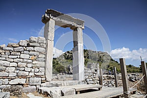 Ancient city of Kaunos, Dalyan valley, Turkey. Kaunos Latin: Caunus was a city of ancient Caria and in Anatolia, a few km west o photo