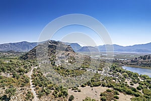 Ancient city of Kaunos, Dalyan valley, Turkey. Kaunos Latin: Caunus was a city of ancient Caria and in Anatolia, a few km west o photo