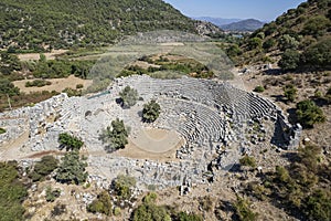 Ancient city of Kaunos, Dalyan valley, Turkey. Kaunos Latin: Caunus was a city of ancient Caria and in Anatolia, a few km west o photo