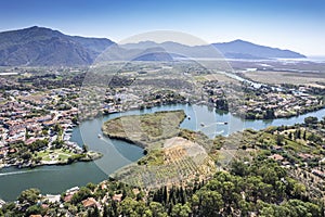 Ancient city of Kaunos, Dalyan valley, Turkey. Kaunos Latin: Caunus was a city of ancient Caria and in Anatolia, a few km west o photo