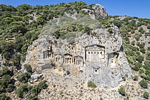 Ancient city of Kaunos, Dalyan valley, Turkey. Kaunos Latin: Caunus was a city of ancient Caria and in Anatolia, a few km west o photo