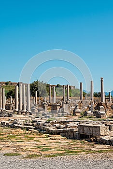 Ancient city of Perge in Antalya, Turkey. Historical ruins in the ancient city of Pamphylia