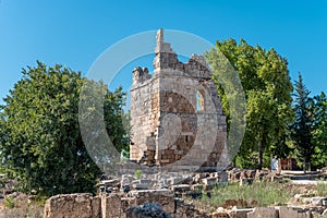 Ancient city of Perge in Antalya, Turkey. Historical ruins in the ancient city of Pamphylia