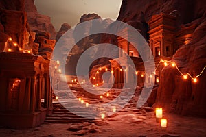 Ancient city of Petra with its rosered