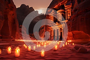 Ancient city of Petra with its rosered