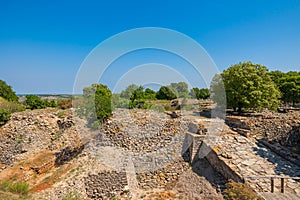 Ancient city ruins of Troy background photo. Visit Turkey concept photo