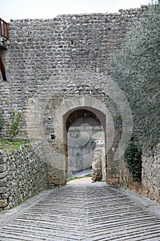 Ancient City Walls in Monteriggioni Town near Siena City in Cental ITALY