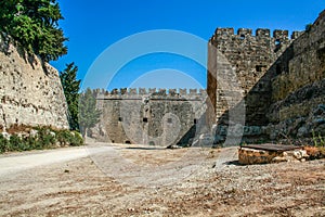 Ancient citywall of the greek town rodos in greece photo