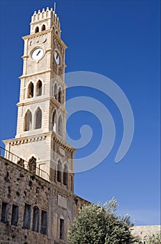 Ancient clock tower in acre