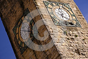 Ancient clock tower in Europe