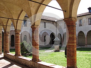 Ancient cloister in Crema, Italy photo